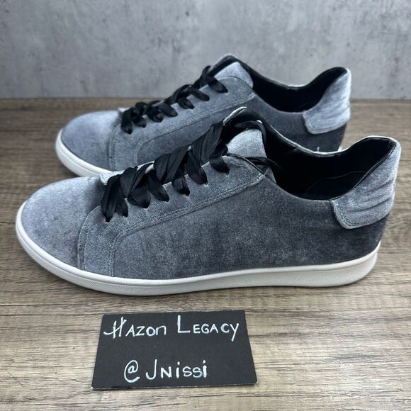 Sam Edelman~Women’s~”Marlow” Gray Velvet Sneakers Ribbon Lace Sneakers~Size 9 - Picture 1 of 8